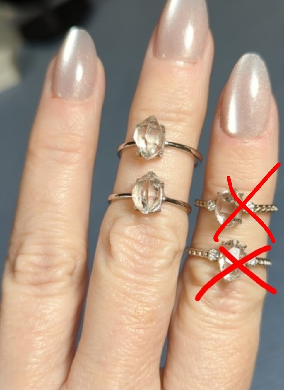 Herkimer Diamond Adjustable 925 Sterling Ring - Choice of one